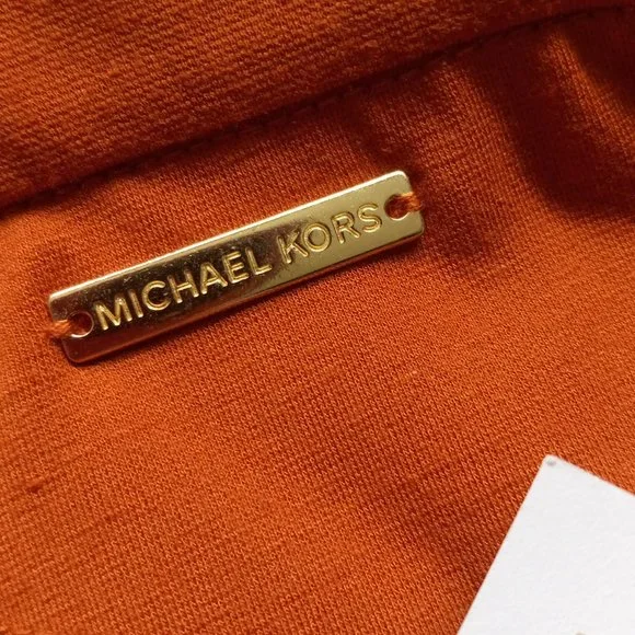 Nwt MICHAEL MICHAEL KORS Maple Leaf Burnt Orange Cropped Pull-On Dressy Pants M - Picture 3 of 3